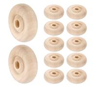 sourcing map Lot de 12 roues en bois de 1-1/4" de diamètre - Trou de 0,6 cm d'épaisseur - Trou de 6,35 mm - Roulettes plates en bois brut pour mini arbre de Noël - Modèles de voitures et camions