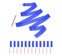 sourcing map Lot de 12 rubans de danse bleu saphir, rubans de gymnastique à tourbillonner pour décoration de fête d'anniversaire, 2 m, ruban de carnaval de cirque avec baguettes