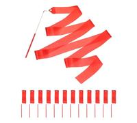 sourcing map Lot de 12 rubans de danse rouges, rubans de gymnastique à tourbillonner pour décoration de fête d'anniversaire, 2 m, ruban de carnaval avec bâtons et baguettes