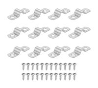 sourcing map Lot de 12 sangles de tuyau rigides à deux trous de 10 mm en acier inoxydable 304 - Collier de serrage épais en U avec vis autotaraudeuses pour fixation de câble de tube, argent