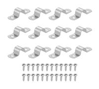 sourcing map Lot de 12 sangles de tuyau rigides à deux trous de 12 mm en acier inoxydable 304 - Collier de serrage épais en U avec vis autotaraudeuses pour fixation de câble de tube, argent