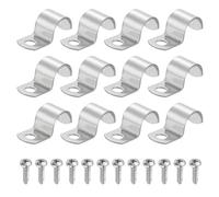 sourcing map Lot de 12 sangles de tuyau rigides à un trou de 18 mm en acier inoxydable 304, collier de serrage épais en U avec vis autotaraudeuses pour fixation de câble de tube, argent