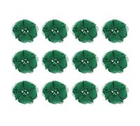 sourcing map Lot de 12 têtes de fleurs artificielles en mousseline de soie avec strass, fleurs artificielles vertes de 5,1 cm pour loisirs créatifs, décoration de mariage et de fête