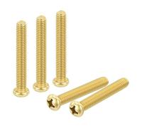 sourcing map Lot de 12 vis à métaux en laiton M6 x 40 mm Phillips à tête cylindrique pour meubles, matériel de bureau, électronique, ton laiton