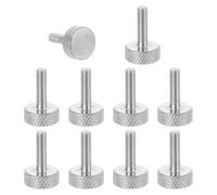 sourcing map Lot de 12 vis moletées M4 x 14 mm, vis moletées à tête plate en acier inoxydable 304, boulons à tête moletée métrique, boutons de serrage, 12 mm de diamètre