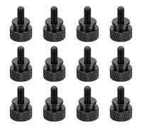 sourcing map Lot de 12 vis moletées M4 x 8 mm en alliage d'aluminium pour boîtier d'ordinateur - Noir