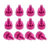 sourcing map Lot de 12 vis moletées M4 x 8 mm pour boîtier d'ordinateur, vis filetées à la main, en alliage d'aluminium pour boîtier PC, rose rouge
