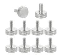 sourcing map Lot de 12 vis moletées M4 x 8 mm, vis moletées à tête plate en acier inoxydable 304, boulons à tête moletée métrique, boutons de serrage, 12 mm de diamètre