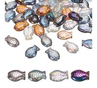 sourcing map Lot de 120 perles en verre galvanisé en forme de poisson pour fabrication de bracelets, colliers, bijoux, multicolore