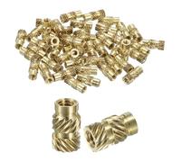 sourcing map Lot de 130 écrous moletés, M2 x 6 mm de long x 3,5 mm de diamètre extérieur - Écrous en laiton pour impression 3D - Inserts filetés femelles en laiton - Écrou d'encastrement