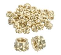 sourcing map Lot de 130 écrous moletés, M3 x 3 mm de long x 5 mm de diamètre extérieur - Écrous en laiton pour impression 3D - Inserts filetés femelles en laiton