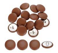 sourcing map Lot de 15 boutons à coudre ronds recouverts de cuir avec tige en métal à coudre pour vêtements, manteaux, chapeaux, décoration de canapé, loisirs créatifs Marron clair 23 mm