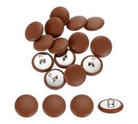 sourcing map Lot de 15 boutons à coudre ronds recouverts de cuir avec tige en métal à coudre pour vêtements, manteaux, chapeaux, décoration de canapé, loisirs créatifs Marron clair 20 mm