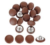 sourcing map Lot de 15 boutons à coudre ronds recouverts de cuir avec tige en métal à coudre pour vêtements, manteaux, chapeaux, décoration de canapé, loisirs créatifs - Marron - 15 mm - 24 L