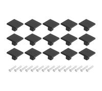 sourcing map Lot de 15 boutons d'armoire carrés de 3,1 cm en alliage d'aluminium solide pour armoires de cuisine, chambre à coucher, commode, armoire, noir