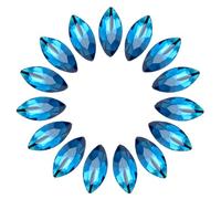 sourcing map Lot de 15 perles strass en forme d'œil de cheval - 7 x 15 mm - Perles de strass à dos pointu pour la fabrication de bijoux, les loisirs créatifs, les décorations en cristal - Bleu paon