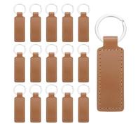 sourcing map Lot de 15 porte-clés rectangulaires en cuir avec porte-clés pour fournitures de bricolage, cadeaux (marron, 9,4 x 3 cm), marron