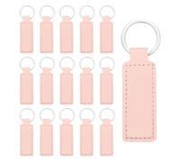 sourcing map Lot de 15 porte-clés rectangulaires en cuir avec porte-clés pour fournitures de bricolage, cadeaux (rose, 9,4 x 3 cm), rose