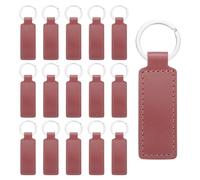 sourcing map Lot de 15 porte-clés vierges rectangulaires en cuir avec porte-clés pour fournitures de bricolage, cadeaux (rouge daté, 9,4 x 3 cm), Date rouge.