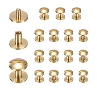 sourcing map Lot de 15 rivets Chicago M4 x 5 mm de diamètre 10 mm Doré | Vis à tige en laiton bombé, rivets de liaison, pour ceinture en cuir, sac, artisanat, reliure de livres