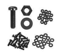 sourcing map Lot de 15 vis à tête ronde cruciforme en nylon PA66 M6 x 20 mm avec rondelles plates et écrous hexagonaux pour assemblage de machines à faire soi-même, noir