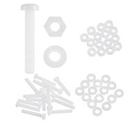 sourcing map Lot de 15 vis à tête ronde cruciforme en nylon PA66 M6 x 35 mm, écrous hexagonaux, rondelles plates, assortiment de boulons métriques à filetage complet pour assemblage de machine à faire