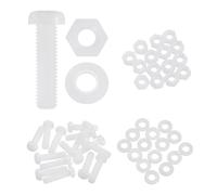 sourcing map Lot de 15 vis à tête ronde cruciforme en nylon PA66 M8 x 30 mm, écrous hexagonaux, rondelles plates, assortiment de boulons métriques à filetage complet pour assemblage de machine à faire