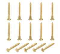 sourcing map Lot de 15 vis en laiton M5 x 40 mm à tête plate autotaraudeuses pour le travail du bois, la réparation de meubles, de cadres photo, de cloisons sèches, appareils ménagers, doré