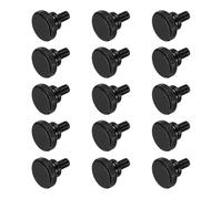 sourcing map Lot de 15 vis moletées M5 x 10 mm, vis moletées à tête plate en acier noir plaqué zinc, boulons à tête moletée métriques avec boutons de préhension d'épaule pour serrer à la main