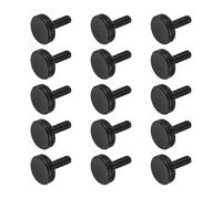 sourcing map Lot de 15 vis moletées M5 x 10 mm, vis moletées à tête plate en acier noir plaqué zinc, boulons à tête moletée, boutons de serrage, fixations filetées