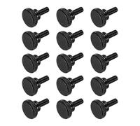 sourcing map Lot de 15 vis moletées M5 x 16 mm, vis moletées à tête plate en acier noir plaqué zinc, boulons à tête moletée métriques avec boutons de préhension à l'épaule, attaches filetées serrées à
