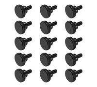 sourcing map Lot de 15 vis moletées M6 x 10 mm, vis moletées à tête plate en acier noir plaqué zinc, boulons à tête moletée métriques avec boutons de préhension à l'épaule, attaches filetées serrées à