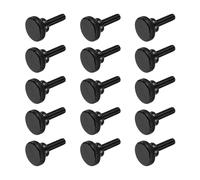 sourcing map Lot de 15 vis moletées M6 x 25 mm, vis moletées à tête plate en acier noir plaqué zinc, boulons à tête moletée métriques avec boutons de préhension à l'épaule, attaches filetées serrées à