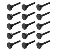 sourcing map Lot de 15 vis moletées M6 x 40 mm, vis moletées à tête plate en acier noir plaqué zinc, boulons à tête moletée métriques avec boutons de préhension à l'épaule, attaches filetées serrées à