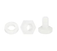 sourcing map Lot de 150 boulons hexagonaux en nylon, M3 x 5 mm, vis à tête hexagonale entièrement filetées et écrous avec rondelles plates pour machines électroniques et accessoires industriels, blanc