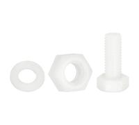 sourcing map Lot de 150 boulons hexagonaux en nylon M8 x 20 mm avec rondelles plates pour machines électroniques et accessoires industriels, blanc