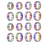 sourcing map Lot de 16 bagues en acier inoxydable, 8 mm, taille 6/7/8/9/10/11/12/13 - Courbes de mariage brossés mats pour homme et femme - Colorés