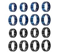 sourcing map Lot de 16 bagues en acier inoxydable, 8 mm, taille 6/7/8/9/10/11/12/13 - Courbes de mariage brossés mats pour homme et femme - Noir/bleu