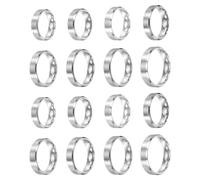 sourcing map Lot de 16 bagues en acier inoxydable de 6 mm - Taille 6/7/8/9/10/11/12/13 - Courbes de mariage brossés mats pour homme et femme - Argenté