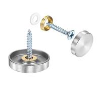 sourcing map Lot de 16 cache-vis décoratifs en acier inoxydable pour panneaux publicitaires, matériel de construction, 25 mm de diamètre, argenté