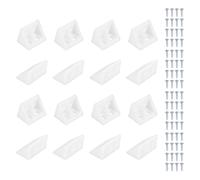 sourcing map Lot de 16 chevilles de support d'étagère en plastique, équerre à angle droit, 3,2 x 1,9 x 1,9 cm, support d'étagère en forme de L avec vis pour cadre en bois, étagères et meubles