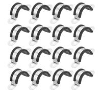 sourcing map Lot de 16 colliers de serrage de 20 mm, en acier inoxydable 304 rembourré en caoutchouc pour tube en U, support de tube en métal pour tuyau, fixation de câblage