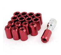 sourcing map Lot de 16 de Roue Antivol Hexagonaux M12x1,5 mm en Acier au Carbone avec Clé Hexagonale, Écrous de Roue Universels à Extrémité Ouverte, rouge