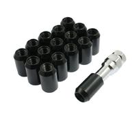 sourcing map Lot de 16 de Roue Antivol Hexagonaux M12x1,5 mm en Acier au Carbone avec Clé Hexagonale, Écrous de Roue Universels à Extrémité Ouverte, noirs