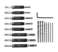 sourcing map Lot de 16 forets à centrage automatique de 5/64" à 6,35 mm pour charnière de porte en acier rapide à tige hexagonale à ressort avec clé hexagonale et forets de rechange supplémentaires