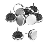 sourcing map Lot de 16 patins antidérapants à clouer pour meubles, 27 mm, patins antidérapants en fer pour chaise, table, bureau, pieds d'armoire, argenté