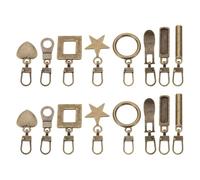 sourcing map Lot de 16 tirettes de fermeture éclair en cuir de 4,5 cm - 8 types de fermeture éclair de rechange pour bagages, vêtements, vestes, sacs à dos, bottes - Bronze