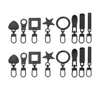 sourcing map Lot de 16 tirettes de fermeture éclair en cuir de 4,5 cm - 8 types de fermeture éclair de rechange pour bagages, vêtements, vestes, sacs à dos, bottes - Noir