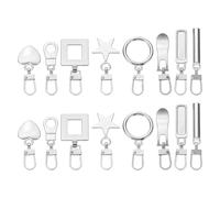 sourcing map Lot de 16 tirettes de fermeture éclair en cuir de 4,5 cm - 8 types de fermeture éclair de rechange pour bagages, vêtements, vestes, sacs à dos et bottes - Argenté