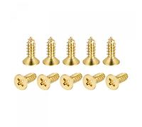 sourcing map Lot de 16 vis à bois en laiton, M5 x 16 mm, cruciformes auto-taraudeuses pour charnières de porte, meubles en bois, appareils ménagers